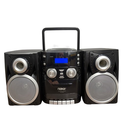 Tragbarer CD Player Ghettoblaster mit AM/FM Stereo Radio Kassette schwarz/silber VIDEO