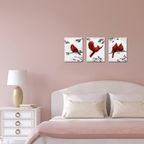 Bird Wall Art for Bedroom Red Cardinal Painting Giclee Canvas Prints Gallery ... - Picture 3 of 7