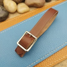 English Bridle Leather Vintage Pocket Watch Fob Strap &Nickel Finish Cast Buckle