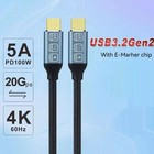 USB3.2 Type-C Male to Male Full Function Data Cable 4K 20Gb Fast Charging Cable