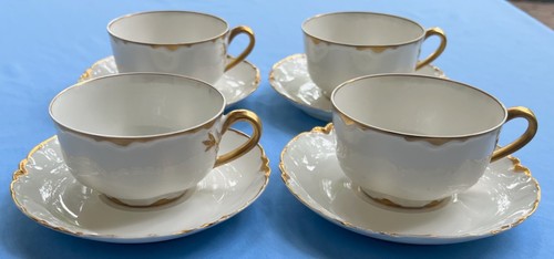 4 Haviland Limoges Ranson w Gold Trim LG Size 5 7/8" Coffee Cup & Saucer Sets - Picture 15 of 15