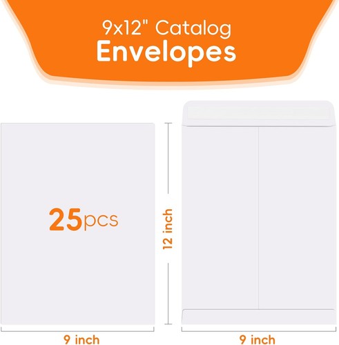25 Stück Katalog Versand Umschläge, 9 x 12 Zoll Selbstklebend Weiß Manilla Umschlag - Bild 2 von 4
