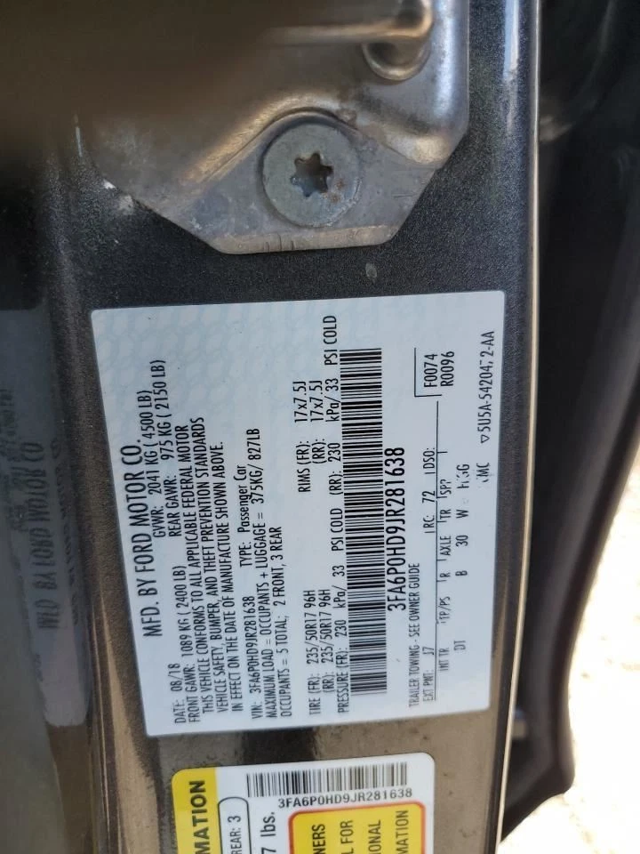 Cámara de visión trasera para maletero/portón trasero sin alerón compatible con 17-18 FUSION 2699719 Foto 4 de 4