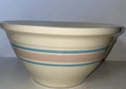 McCoy Mixing Bowl Pink & Blue Stripes Ovenware USA Vintage diameter 10"