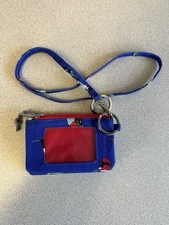 Vera Bradley Small ID zip wallet case *Mini Tody Birds* - BLUE. MINT