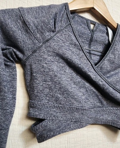 Ivivva By Lululemon Girls Cropped Top Gray Dance Sz 10 Cut Out Long Sleeve NEW - Picture 2 of 7