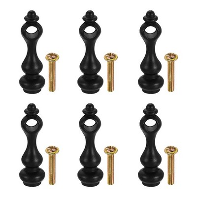 1.6 x 0.4'' Gallery Rails, Through-Hole Zinc Alloy Black 6 Pcs