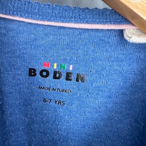 Mini Boden Henley Shirt Blue Long Sleeve Textured Knit Size 6-7 YRS - Picture 4 of 5