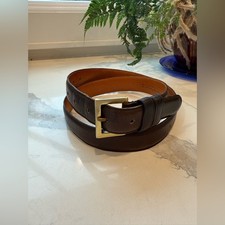 Coach Cowhide Leather Solid Brass Square Buckle Dark Brown Belt 7602 Sz 38 EUC