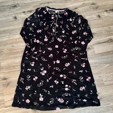 Aria Collection Nightgown Womens Size L Long Sleeve Floral Soft Plush Pockets
