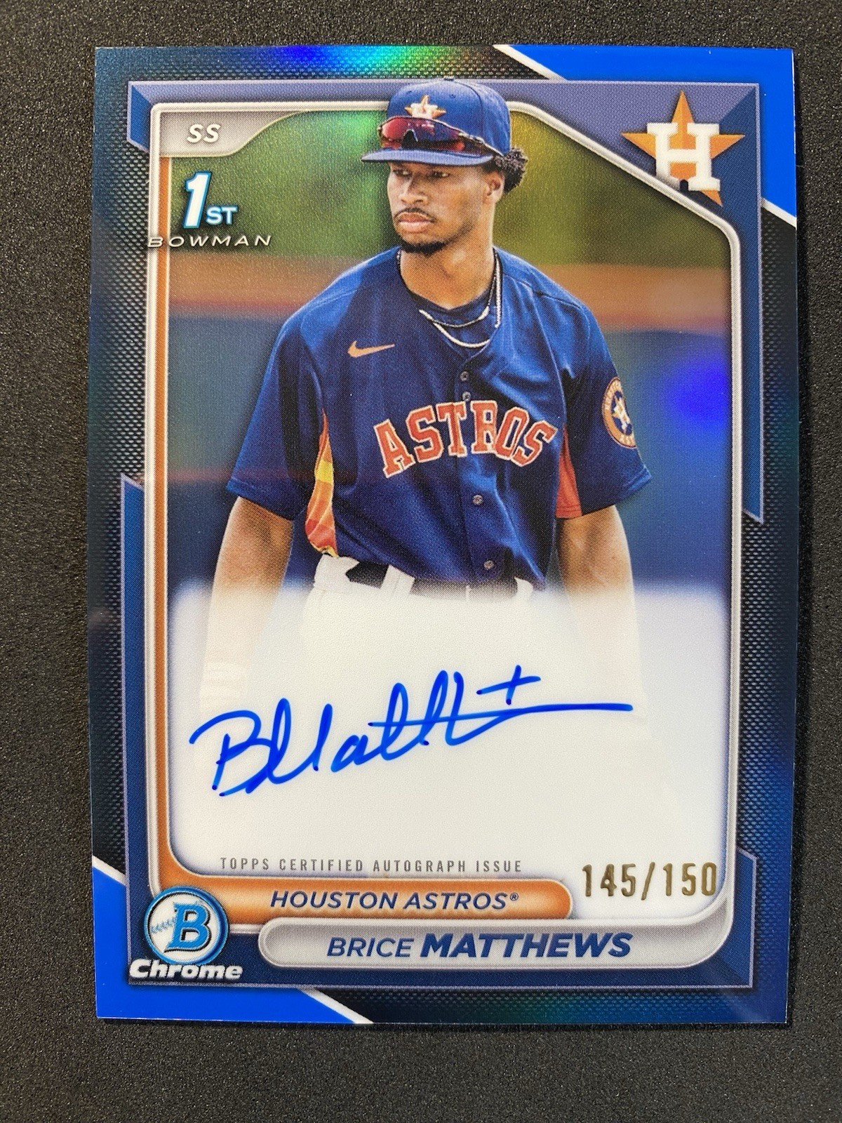 2024 Bowman Chrome Brice Matthews True Blue Refractor Auto /150 1st Astros