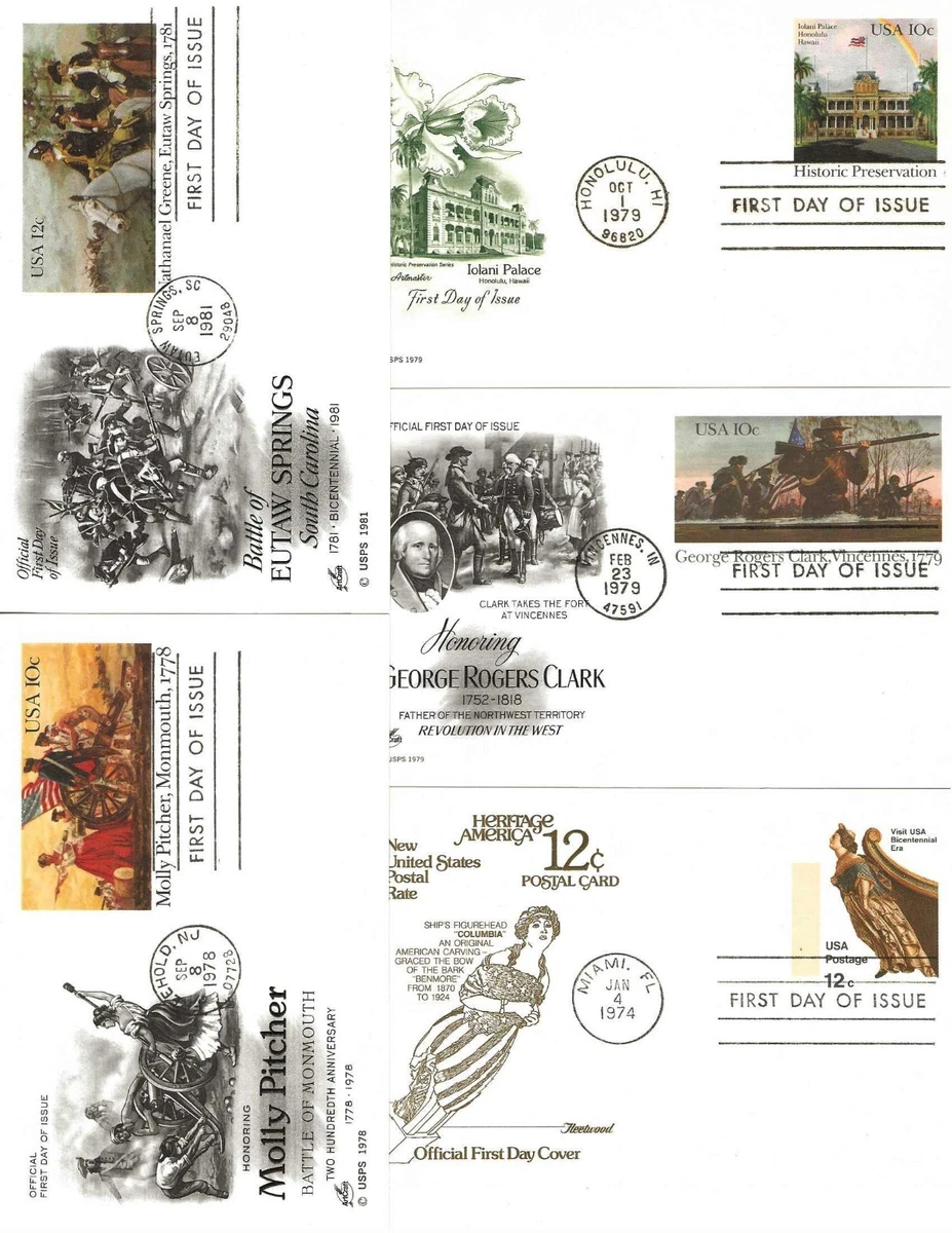 First Day of Issue US Back of Book Postal Cards & Stationery for