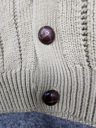 Town Craft Fisherman Cardigan Men's L Beige Button Up Sweater See Condition - Picture 8 of 12