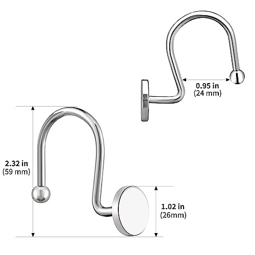 Chrome Shower Curtain Hooks, Rustproof Shower Curtain Rings for Bathroom, - Picture 7 of 7