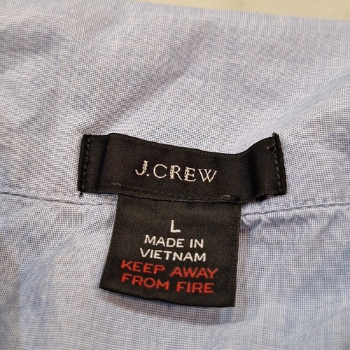 J. Pigiama Crew blu chiaro Chambray camicia blu navy bordo corda accenti donna taglia Lg preppy - Foto 2 di 7