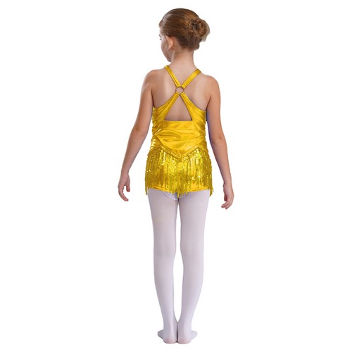 Kids Girls Bodysuit Performance Jumpsuit Sparkly Leotards Cross Costume Figure - Picture 15 of 54