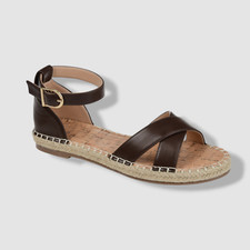 Journee Collection Women's Brown Lyddia Espadrille Flat Sandals Shoes Size 9