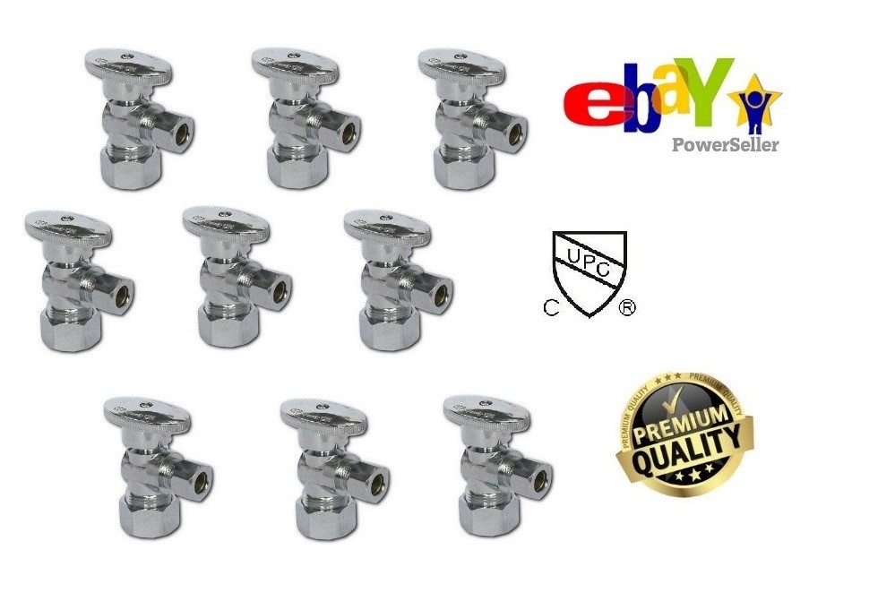 Plumbing Lot Pack 9 pcs 1/4 Turn Brass Angle Stop Valve 3/8" OD x 5/8" LEAD FREE