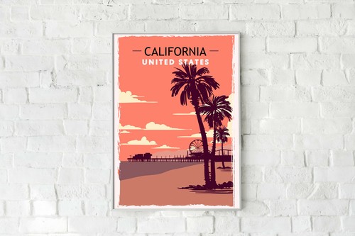 California travel poster, California retro wall print, USA vintage travel print - Picture 4 of 4