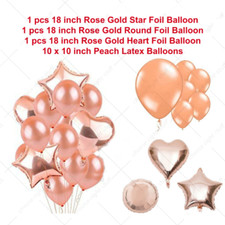 Rose Gold Foil Balloons Helium/Air Star Heart Round Wedding Birthday Decor Balon