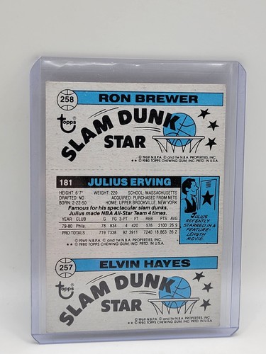 1980-81 Topps - #258-181-257 Julius Erving, Elvin Hayes, Ron Brewer - Picture 2 of 2
