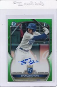 2023 Bowman Draft Chrome 1st #CDA-SN Spencer Nivens Royals Auto Green 51/99