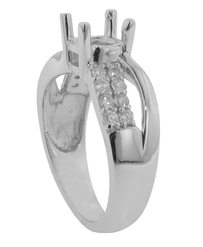 1.00 ct Ladies Round Cut Diamond Semi Mount Ring 18 kt G Color SI-1 Clarity - Picture 2 of 6