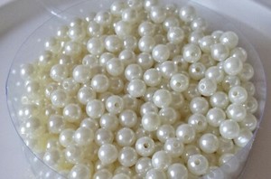 500 Perlen silber metallic Hochzeit Wachsperlen 6mm Perle mit Loch Deko