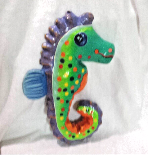 Bemalt 15" 3D Cartoon Fisch Seepferdchen Kinderzimmer Wandhalterung Dekor Skulptur Laune