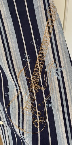 HARD ROCK CAFE Mens Western Pearl Snap Shirt Long Sleeve Embroidered Guitar XLG - Picture 5 of 8