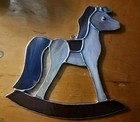 Stained Glass Purple Rocking Horse Hand Crafted Ornament Figurine Sun Catcher