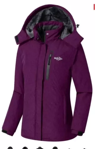 Wantdo Women's Ski Jacket Winter Coats Fleece Lined Rain Jacket Atna 120 Purple 
