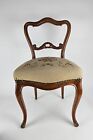 Vintage Victorian Embroidered Chair Brown Handcrafted Home Furniture Collectible