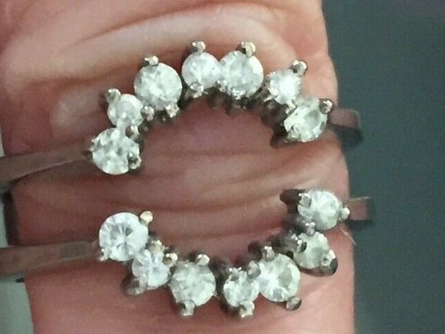 ISC Sterling Enhancer Round Diamonds Ring Guard Wrap sz8 4.20gr Vintage - Picture 1 of 12