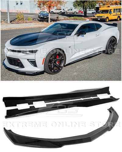 EOS For 16-Up Camaro | ZL1 GLOSSY BLACK Front Lip Splitter & Side Skirts Panel - Picture 1 of 12