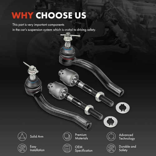 4Pcs New Tie Rod Ends for INFINITI G37 2008-2010 Nissan 370Z Front Inner & Outer - Picture 6 of 8