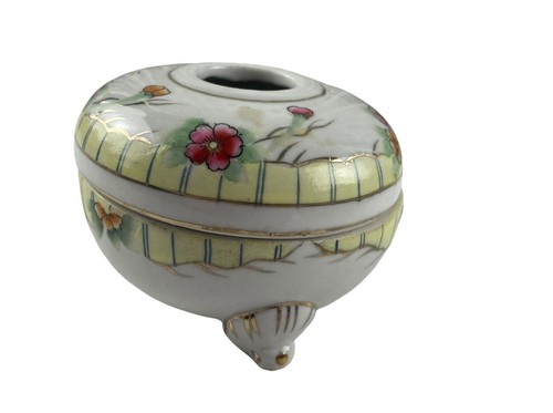 Hair Receiver Vanity Decor Porcelain Floral Hand Painted Flowers NIPPON Japan - Picture 6 of 9