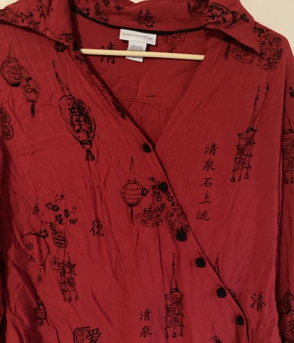 Top envolvente Soft Surroundings Chinese Lantern Pagoda rojo para mujer mediano - Imagen 6 de 8