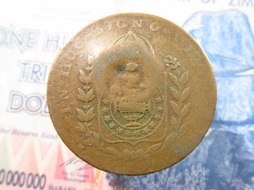 Brazil 10 Reis 1823-1830 Countermarked 20 Reis KM# 423 World Money Coin bh7k - Picture 2 of 2