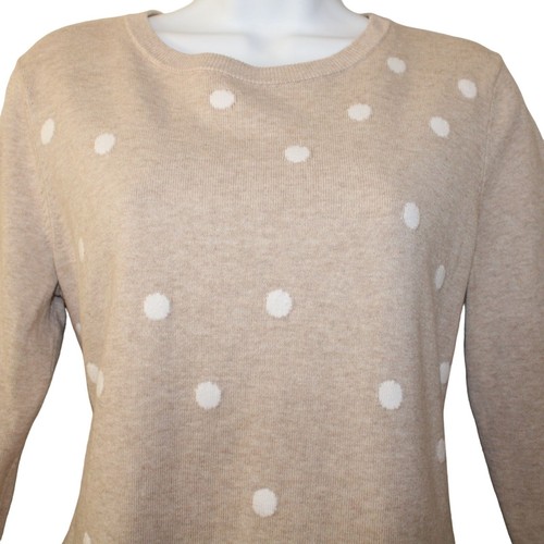 Talbots Factory Damen hellbraun Pullover weiß gepunktet 3/4 Arm Rundhals Gr. S - Bild 5 von 7