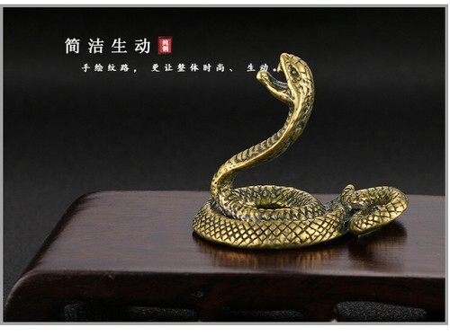 Zodiaco serpente ornamenti rame puro cobra squisiti ornamenti ottone - Foto 4 di 18