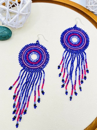 BOHO Semillas Pendientes con Cuentas Flecos Borla Bohemia Colgante Gota Hecho a Mano Joyería - Imagen 13 de 13