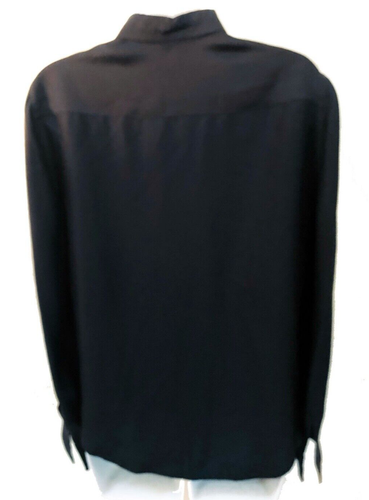 Giorgio Armani Vintage 80s Classic Black Silk Long Sleeve Collar Blouse Shirt 42 - Picture 6 of 6