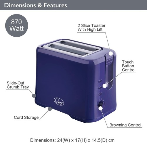 Quest Kettle & Toaster Set Blue 1.7L Jug 2 Slice Variable Browning Toaster - Picture 8 of 11