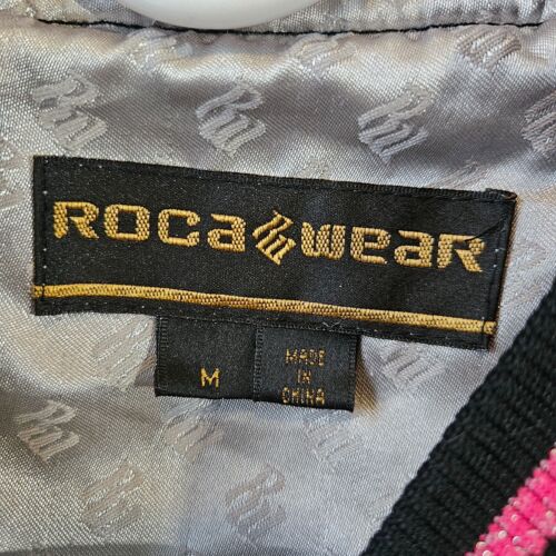 Roca Wear Sukajan Vintage Y2K Bomber Jacket Tiger Black Pink Zip Size M FLAWS - Picture 8 of 18