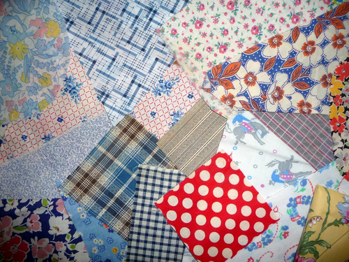 Vintage Scraps 1 lb of Feedsack/Cotton/Rayon Total 3 yards #1 - Picture 8 of 9