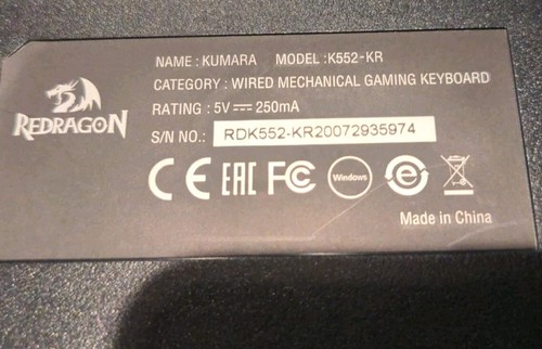 Redragon Kumara K552-KR Rainbow LED Back-Lit Wired Mechanical Gaming Keyboard - Picture 6 of 8