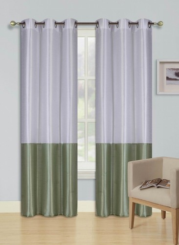 1 SET TENDA FINESTRA GROMMET IN SETA 2 TONI FODERATA PANNELLO OSCURANTE DRAPPO 108" (EID) - Foto 31 di 32