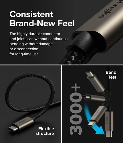 Ringke USB Type C to Type C Cable Basic Fast Charging Nylon Connector Cord - 第 35/37 張圖片