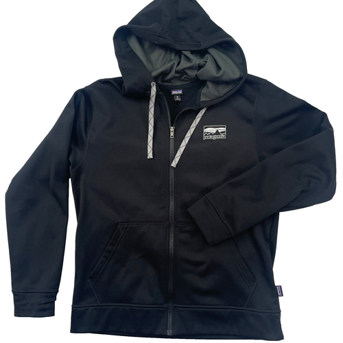 Sudadera con Capucha Patagonia Para Hombre Mediana Negra 73 Logo PolyCycle Cremallera Completa Sudadera